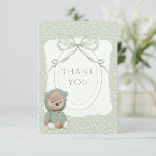 Whimsical Polkadot Vintage Teddy Bear Baby Shower Thank You Card