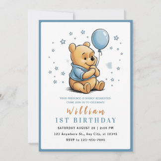 Whimsical Pooh & Friends Birthday Invitation