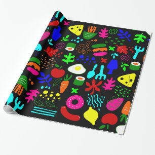 whimsical pop art fruit sushi  wrapping paper