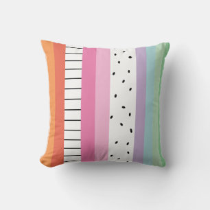 Whimsical Pop Stripes Throw Pillow
