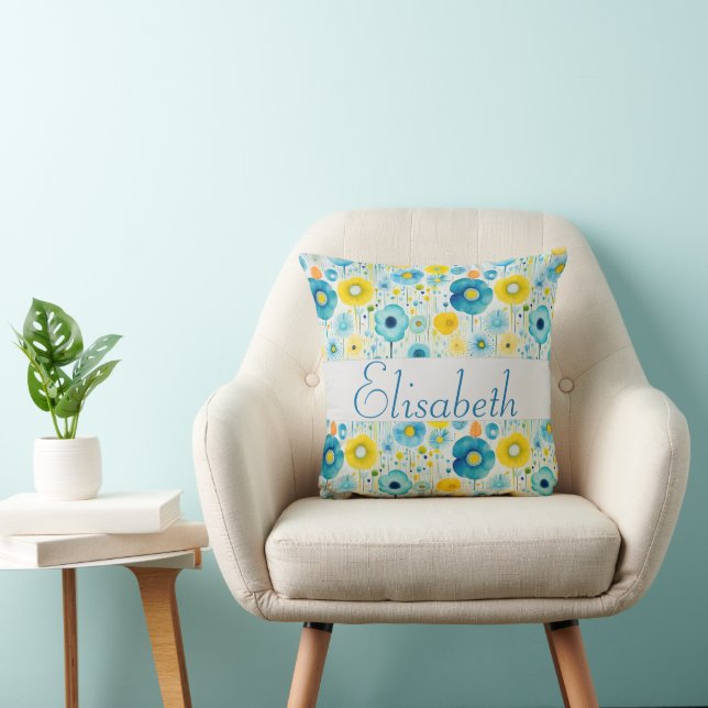 Whimsical Poppies Symphony Throw Pillow (Chair)