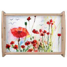 Whimsical Poppies Watercolor Art tray