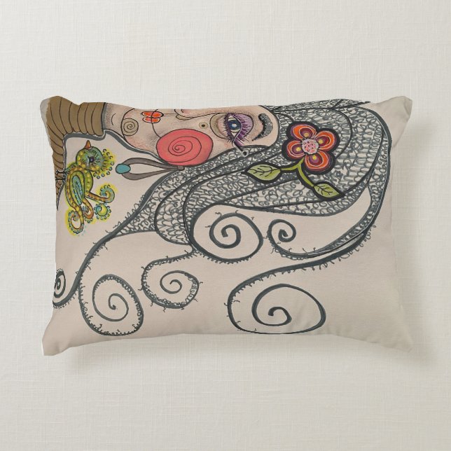 Whimsical Portrait Accent Pillow (Front)