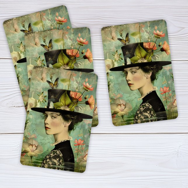 Whimsical Portrait of a Lady with Flowers Playing Cards (Creator Uploaded)