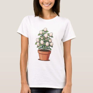 Whimsical Potted Egg-Plant Illustration T-Shirt