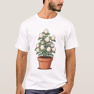Whimsical Potted Egg-Plant Illustration T-Shirt