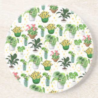 Whimsical Potted Plants Blanket Coaster
