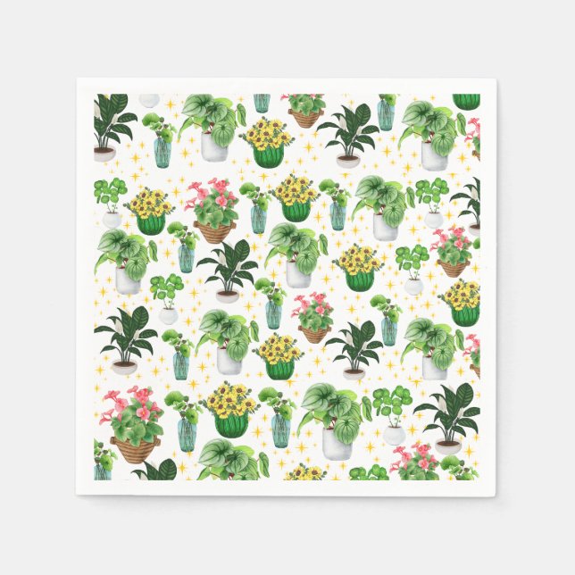 Whimsical Potted Plants Blanket Napkin (Front)