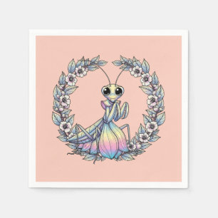 Whimsical Praying Mantis And Mountain Laurel Bloss Napkin