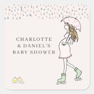 Whimsical Pregnant Mom Baby Shower Sticker