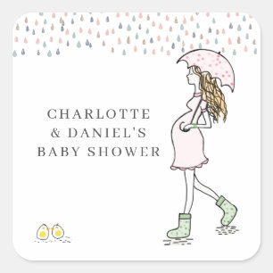 Whimsical Pregnant Mom Baby Shower Sticker