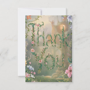 Whimsical Pretty Forest Woodland  Thank You Card