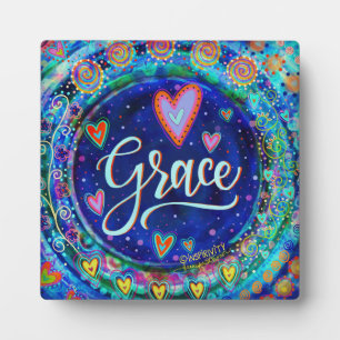 Whimsical Pretty Modern Blue Grace Plaque