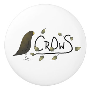 Whimsical Primitive Crow Word Art Drawer Knobs