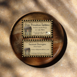 Whimsical Primitive Saltbox House & Sheep Business Card