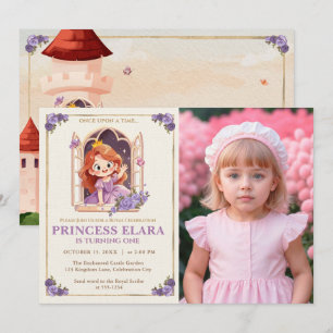Whimsical Princess Castle First Birthday Storybook Invitation