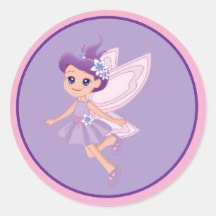 Whimsical Princess Fairy Birthday Party Favour  Classic Round Sticker