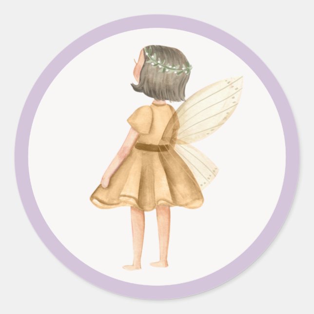 Whimsical Princess Fairy Birthday Party Favour Classic Round Sticker (Front)