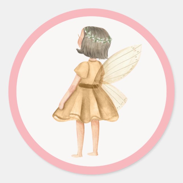 Whimsical Princess Fairy Birthday Party Favour Classic Round Sticker (Front)