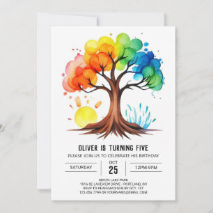 Whimsical Printable Tree Birthday Invitation