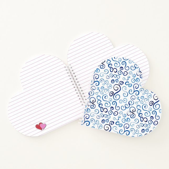 Whimsical Prussian Blue Watercolor Curves Notebook (Inside)