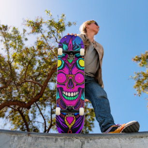 Whimsical Psychedelic Alien Skateboard