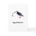 Whimsical Puffin customizable Birthday Card