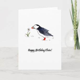 Whimsical Puffin personnalisable carte d'anniversa