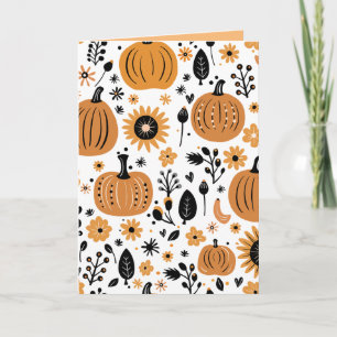 Whimsical pumpkin and fall flower personalized invitation