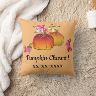 Whimsical Pumpkin Charms Throw Pillow