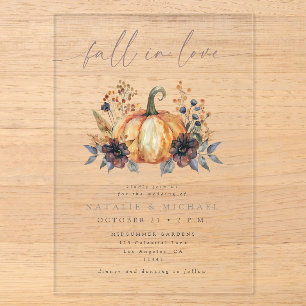 Whimsical Pumpkin Fall in Love Wedding Acrylic Invitations