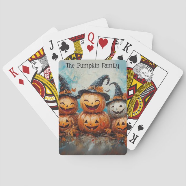  Whimsical Pumpkin Family Fall Season  Playing Cards (Back)