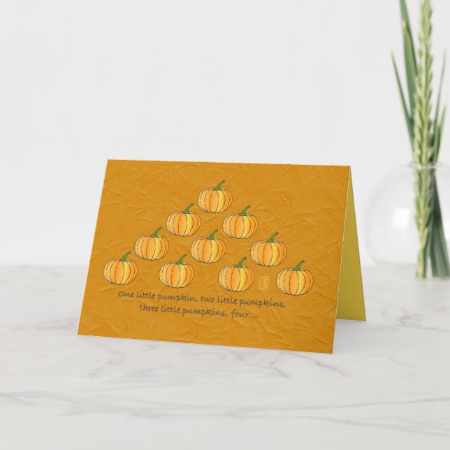 Whimsical Pumpkin Patch Pyramid Halloween Card (Front)