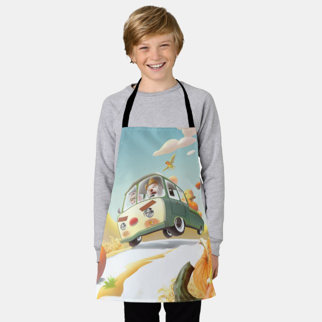 Whimsical Pumpkin Ride Apron (Worn)