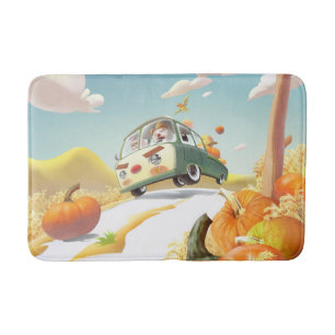 Whimsical Pumpkin Ride Bath Mat