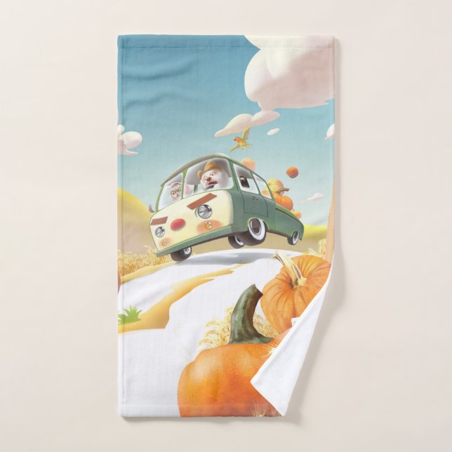 Whimsical Pumpkin Ride Hand Towel (Hand Towel)