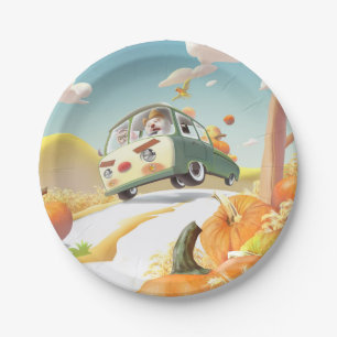 Whimsical Pumpkin Ride Paper Plate