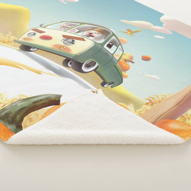 Whimsical Pumpkin Ride Sherpa Blanket (3/4)