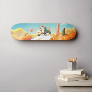 Whimsical Pumpkin Ride Skateboard