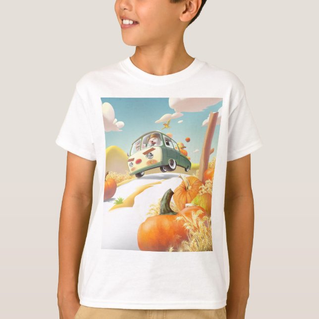 Whimsical Pumpkin Ride T-Shirt (Front)