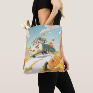 Whimsical Pumpkin Ride Tote Bag