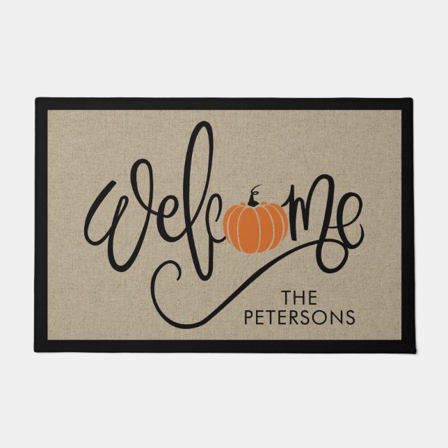Whimsical Pumpkin Welcome Doormat (Front)
