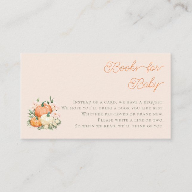 Whimsical Pumpkins & Pink Books for Baby Enclosure Card (Front)