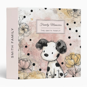 Whimsical Puppy Floral Watercolor Art (2) Binder