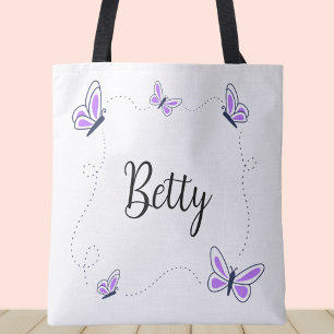 Whimsical Purple and white butterflies Tote Bag