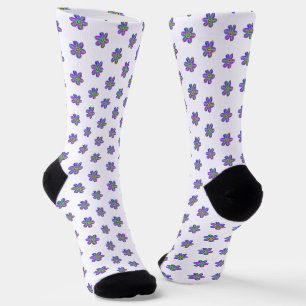 Whimsical Purple Blue Green Floral Socks