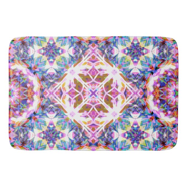 Whimsical Purple Blue Pink Colorful Pattern Bath Mat (Front)