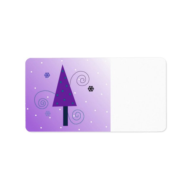 Whimsical Purple Christmas Tree Label (Front)