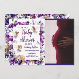 Whimsical Purple Fairy Baby Shower Invitation