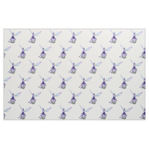 Whimsical purple fairy on mushroom fabric